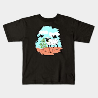 Sheep and Black Birds Kids T-Shirt